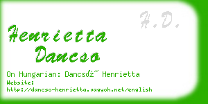 henrietta dancso business card
